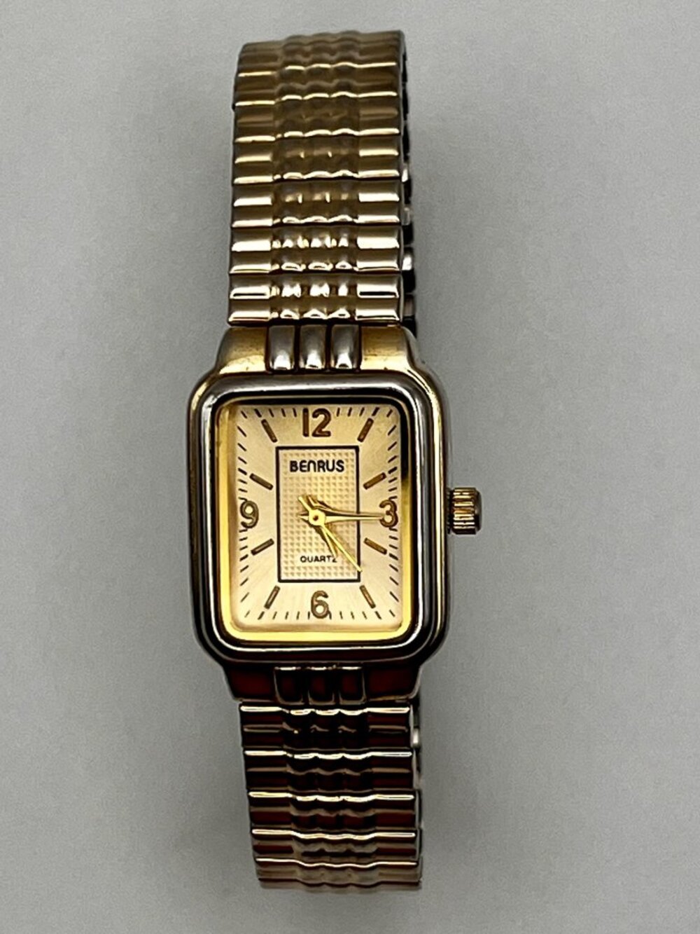 Benrus BN201L Ladies Watch Gold tone Rectangular Flexible Bracelet Working